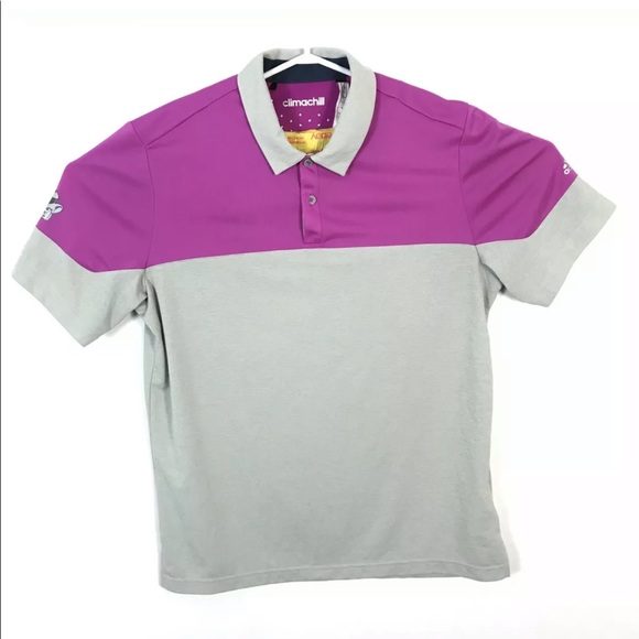 adidas Other - adidas climachill men polo size large pink grey